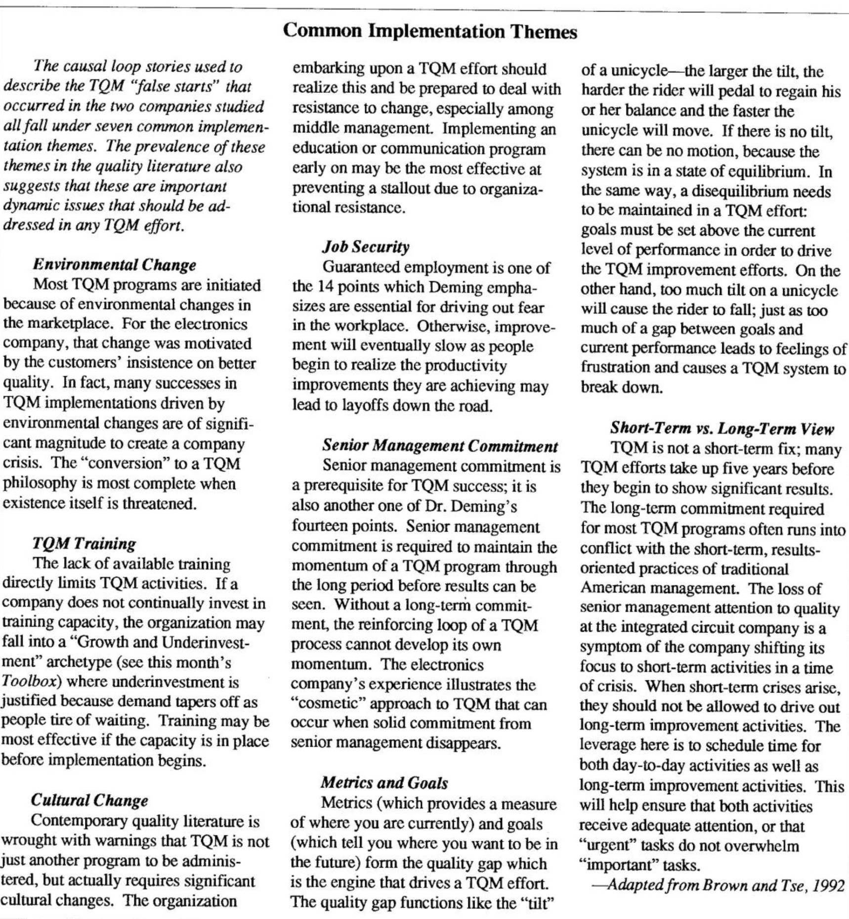 Common Implementation Themes